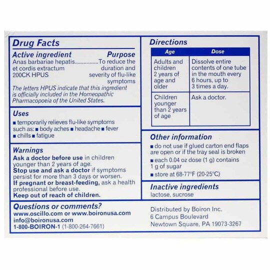 Oscillococcinum Flu-Like Symptoms, BOR